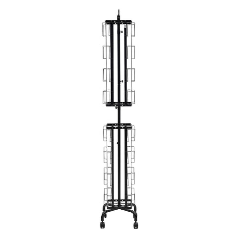 Greeting Cards Display Rack, 32 Pockets Rotating Postcard Brochure Display Stand, 360° Spinning Card Display Rack with Sign Holder & 4 Wheels (2 Lockable) for Exhibitions Office Trade Show
