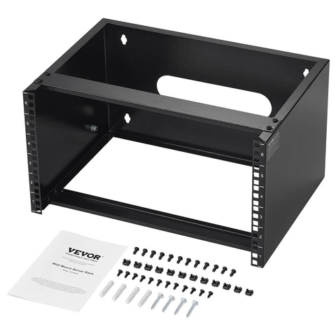 6U Wall Mount Network Rack, 14 in/355.6 mm Depth, 50 lbs/22.68 kg Max Weight Capacity Wall Mount Server Rack with Cage Nuts, 19"/482.6 mm for Shallow Server IT Equipment and Network Switches