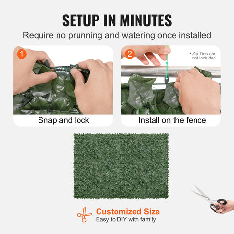 Ivy Privacy Fence, 1830 x 2440 mm Artificial Green Wall Screen, Greenery Ivy Fence with Mesh Cloth Backing and Strengthened Joint, Faux Hedges Vine Leaf Decoration for Outdoor Garden, Yard