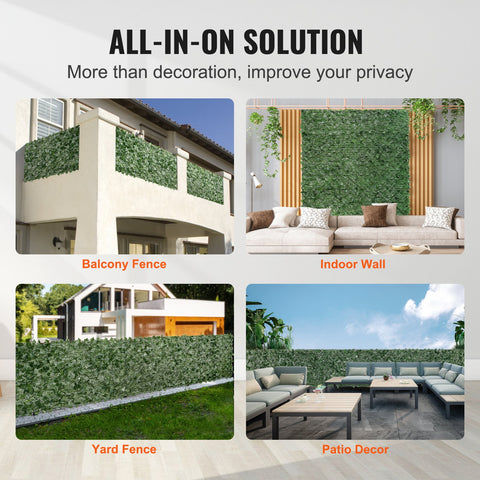 Ivy Privacy Fence, 1830 x 2440 mm Artificial Green Wall Screen, Greenery Ivy Fence with Mesh Cloth Backing and Strengthened Joint, Faux Hedges Vine Leaf Decoration for Outdoor Garden, Yard