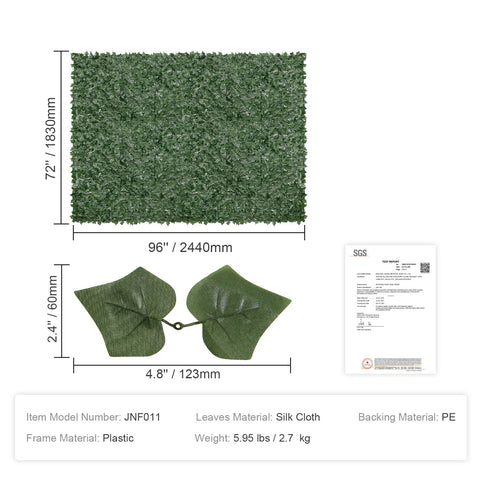 Ivy Privacy Fence, 1830 x 2440 mm Artificial Green Wall Screen, Greenery Ivy Fence with Mesh Cloth Backing and Strengthened Joint, Faux Hedges Vine Leaf Decoration for Outdoor Garden, Yard