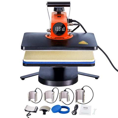VEVOR Heat Press Machine 12x15in 8in1 Sublimation Transfer T-shirt Plate Mug Cup