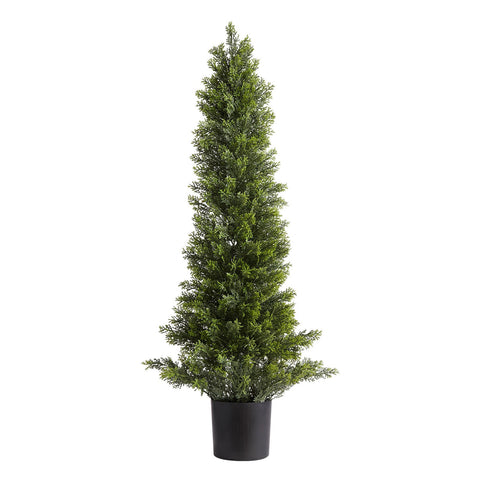 Artificial Topiary Cedar Trees, 2 Set 914mm Faux Pine Shrubs Plants, Fake Silk Tree Look Real, Easy Assembly for Decor Front Porch Outdoor Patio Garden Balcony Backyard Indoor Office