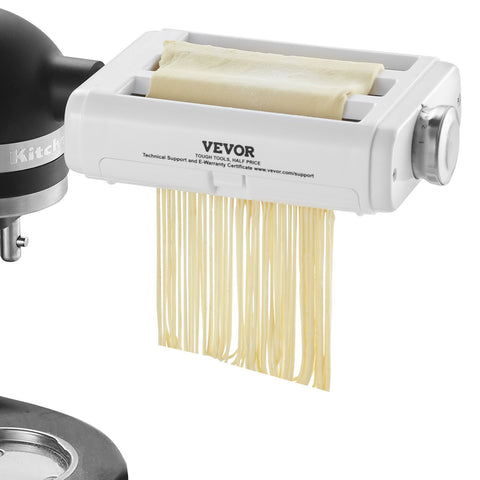 VEVOR Pasta Attachment for KitchenAid Stand Mixer, 3-IN-1 Stainless Steel Pasta Roller Cutter Set Including Pasta Sheet Roller, Spaghetti and Fettuccine Cutter, 8 Adjustable Thickness Knob Pasta Maker