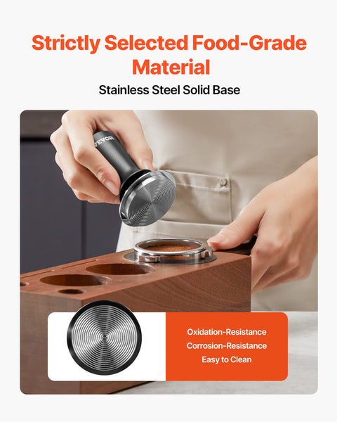 VEVOR 51mm/53mm/58mm Espresso Tamper Stainless Steel Coffee Tamper with Spring