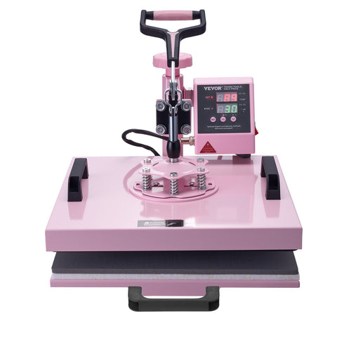 VEVOR Heat Press Machine, 15 x 15 inch, 5 in 1 Heat Transfer Machine with 30 oz Tumbler Press, 360° Swing Away T-Shirt Pressing, Digital Precise Control, for T-Shirts/Mugs/Hats/Plates, Pink
