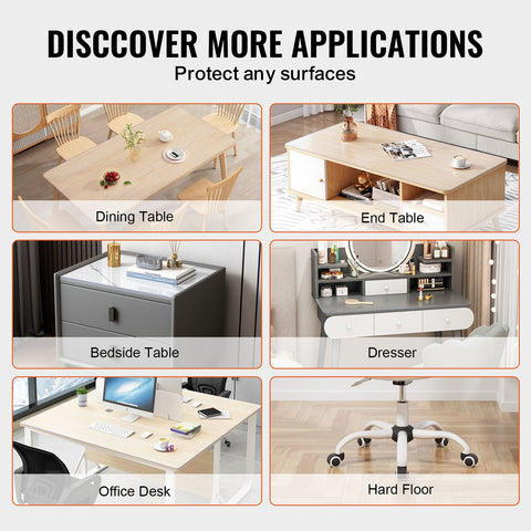 Plastic Table Cover, 40 x 60 Inch 1.5 mm Thick Clear Table Protector, Rectangle PVC Desk Mat, Waterproof & Easy Cleaning Desk Pad Tablecloth, for Office Dresser Dining Room Table Night Stand