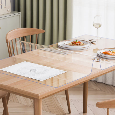 Plastic Table Cover, 42 x 60 Inch 2.0 mm Thick Clear Table Protector, Rectangle PVC Desk Mat, Waterproof & Easy Cleaning Desk Pad Tablecloth, for Office Dresser Dining Room Table Night Stand