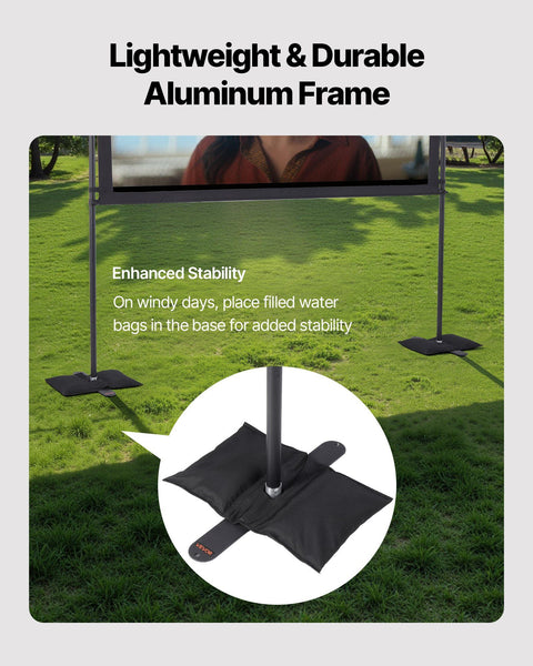 Projector Screen with Stand, 80 Inch 160° Wide Angle Indoor Outdoor Projection Screen, 16:9 4K HD Wrinkleless Portable Dual-Stand Screens with Carry Bag, for Movie Home Theater Presentation