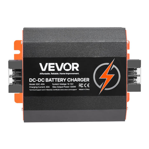 12V 40A DC to DC Battery Charger, 500W, On-Board Battery Charger for Lead-Acid, Lithium, AGM, GEL, and Flooded Batteries, Smart Multi-Stage Charging, for RVs, Commercial Vehicles, Boats, Yachts