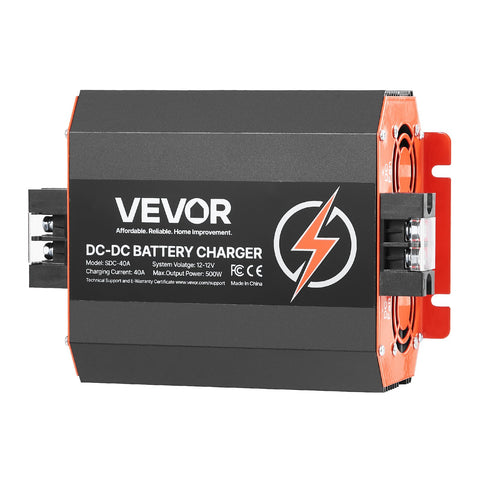 12V 40A DC to DC Battery Charger, 500W, On-Board Battery Charger for Lead-Acid, Lithium, AGM, GEL, and Flooded Batteries, Smart Multi-Stage Charging, for RVs, Commercial Vehicles, Boats, Yachts