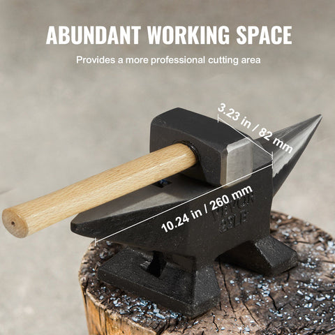 Single Horn Anvil, 22Lbs Cast Steel Anvil, High Hardness Rugged Round Horn Anvil Blacksmith, Large Countertop and Stable Base, with Round and Square Hole, Metalsmith Tool for Bending and Shaping