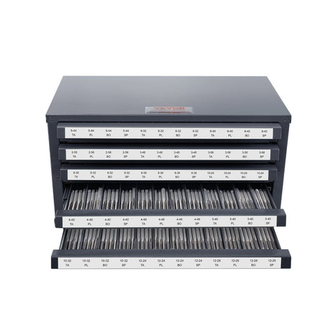 Tap Dispenser Cabinet, Five-Drawer Tap Organizer Cabinet for #2-56-#12-28 Steel Tap Dispenser Organizer Cabinet with Labels, 60-Compartment Stackable Tap Cabinet for Tap Storage