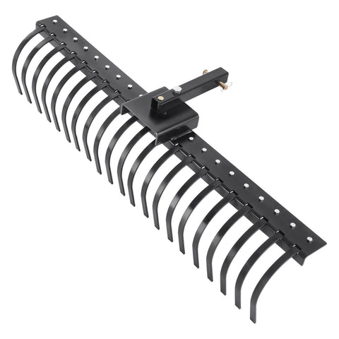 Tow Behind Landscape Rake, 1.5m Tow Dethatcher with 21 Steel Coil Tines, Lawn Dethatcher Rake Attaches to 1.2m or 15m Toolbars and 3-point Suspension Systems, for Leaves, Pine Needles, and Grass