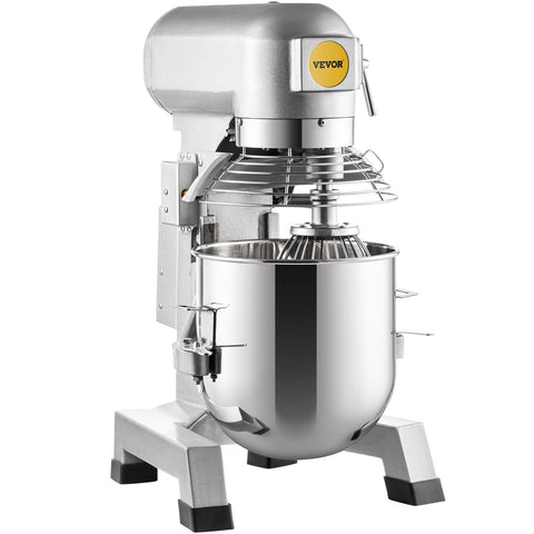 VEVOR Professional Kitchen Mixer, 10Qt Capacity with Timer, 450W Stainless Steel Bowl Durable Electric Mixer for Commercial Use, 3 Speed Options 113/184/341 RPM, Includes Dough Hook & Whisk
