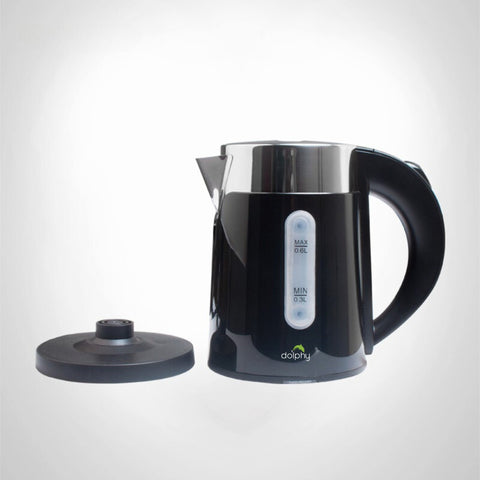 Dolphy Compact Electric Kettle 0.6L — Stainless Steel, Auto Shut-Off, Fast Boil | Black