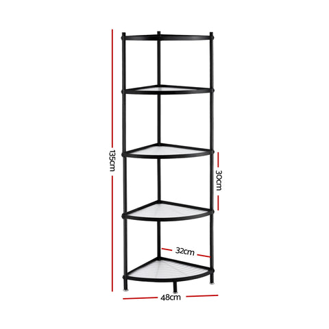 Artiss 5-Tier Kitchen Corner Shelf Rack Stand Microwave Metal Storage Shelves