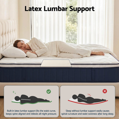 RoomSense King Single Mattress , 30cm Medium Firm Hybrid Mattress with Latex Lumbar Support for Back Pain Relief , Pocket Spring Mattress King Single Size in a Box