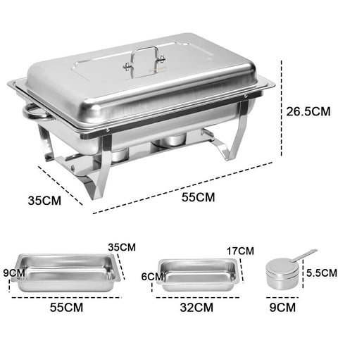 Alston 3LX3 Chafing Dish Set, Premium 410 Stainless Steel Buffet Warmer, Bain Marie Food Server with Fuel Holders & Lid, Stackable Catering Equipment for Hotels, Parties, Weddings & Banquets, Silver