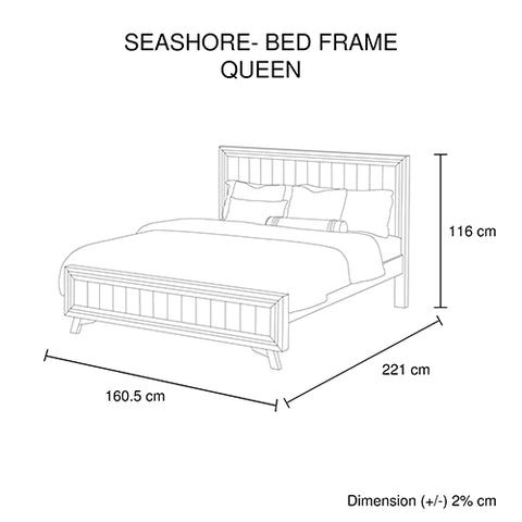 5 Pieces Bedroom Suite Queen Size Silver Brush in Acacia Wood Construction Bed, Bedside Table, Tallboy & Dresser