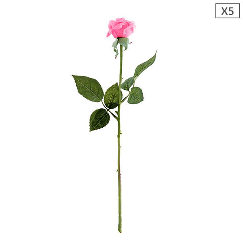 5pcs Artificial Silk Rose Pink
