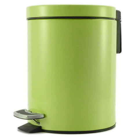 Foot Pedal Stainless Steel Trash Bin Round 7L Green
