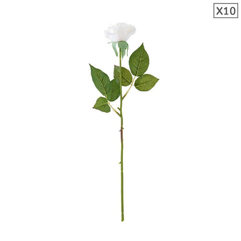10pcs Artificial Silk Flower Rose Bouquet White