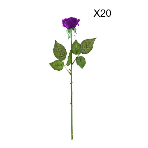 20pcs Artificial Silk Rose Purple