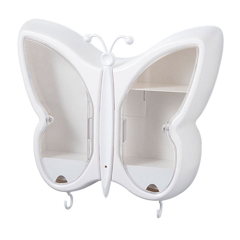 White Butterfly Shape Wall-Mounted Makeup Organiser