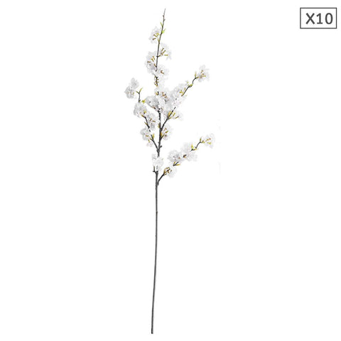 10x Artificial Silk Cherry Blossom Flower White