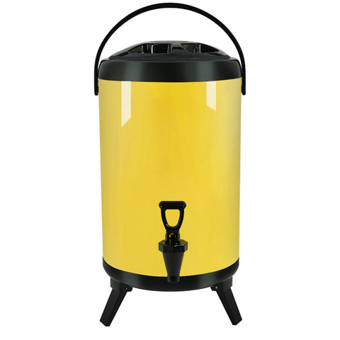 14L Stainless Steel Milk Tea Barrel with Faucet Yellow