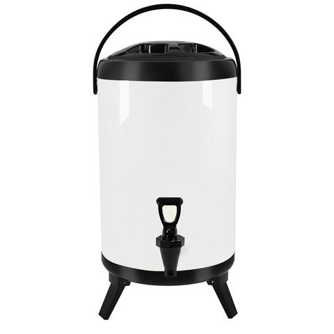 14L Stainless Steel Milk Tea Barrel with Faucet White