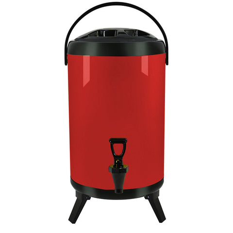 16L Stainless Steel Milk Tea Barrel with Faucet Red