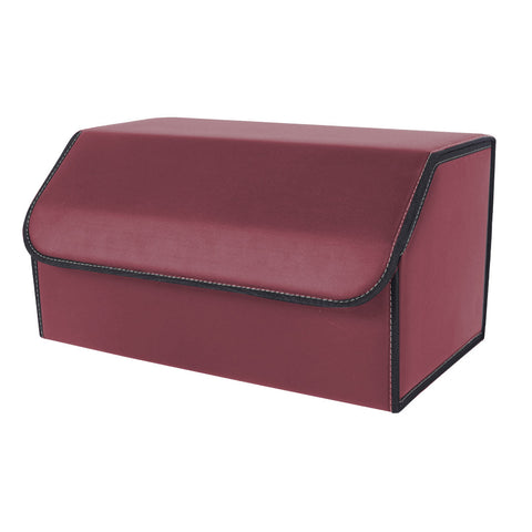 Leather Car Boot Foldable Trunk Cargo Organizer Box Red Large