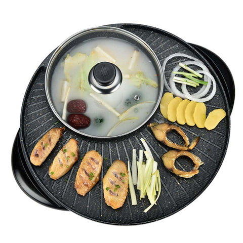 2 in 1 Electric Stone Coated Grill and Hotpot 3-5 Person