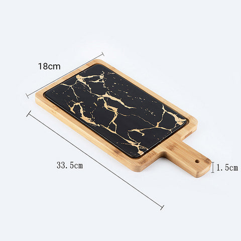 33.5cm Black Square Wooden Serving Tray