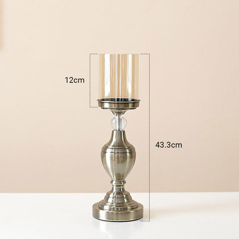 43.3cm Glass Candle Holder Iron Metal