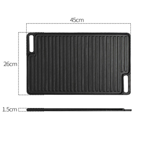 45cm Rectangular Cast Iron BBQ Grill Tray with Handle
