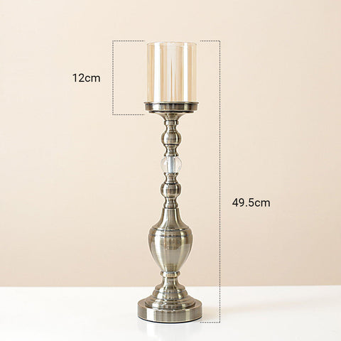 49.5cm Glass Candle Holder Iron Metal
