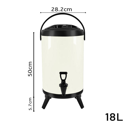 18L Stainless Steel Milk Tea Barrel with Faucet White