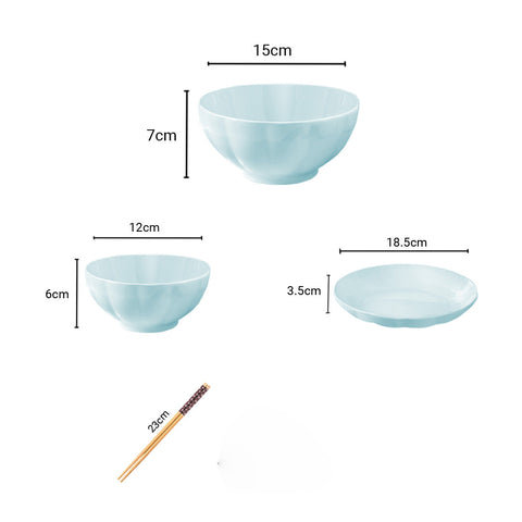 Light Blue Ceramic Dinnerware Set of 12
