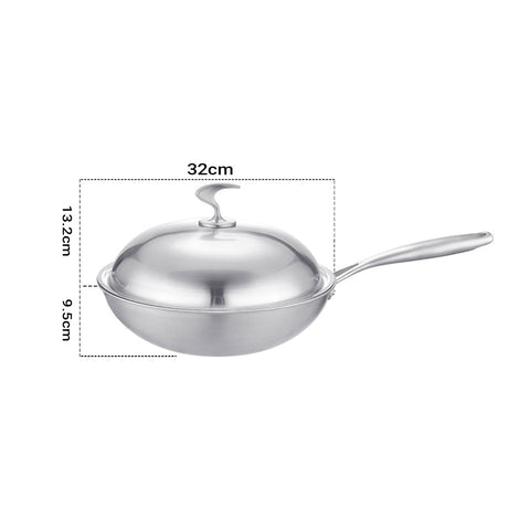 18/10 Stainless Steel 32cm Frying Pan Top Grade Skillet with Lid