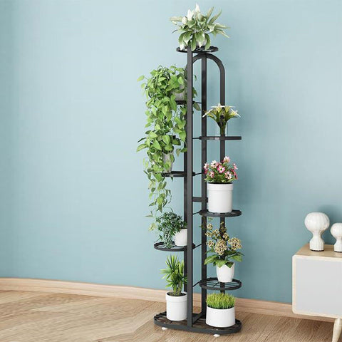 8 Tier Black Round Metal Plant Rack