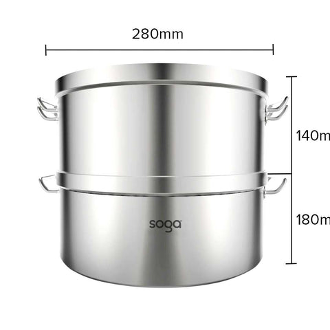 2 Tier Commercial 304 Stainless Steel Steamer 28*18cm