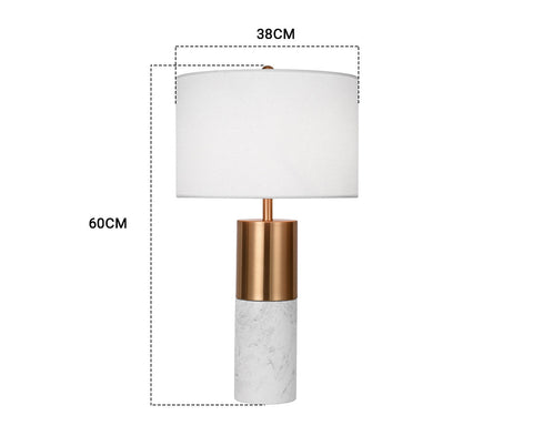 60cm White Marble Table Lamp