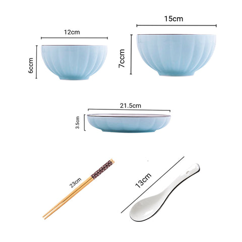 Blue Ceramic Dinnerware Set of 10