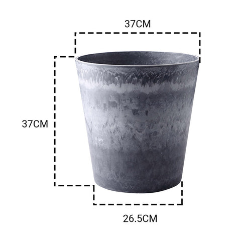 37cm Weathered Grey Round Resin Planter