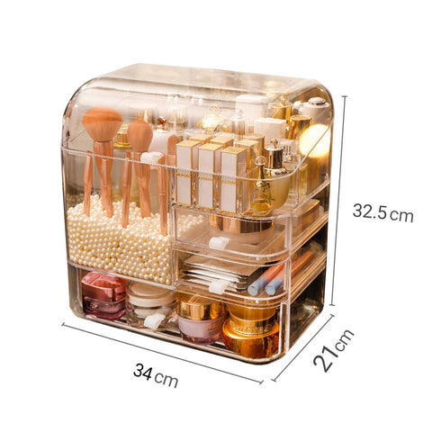 Transparent Cosmetic Storage Box with Pearls
