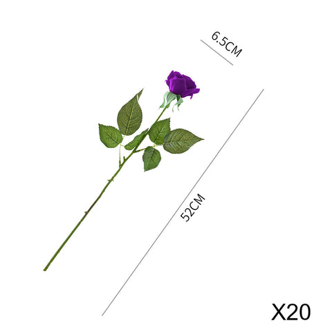 20pcs Artificial Silk Rose Purple
