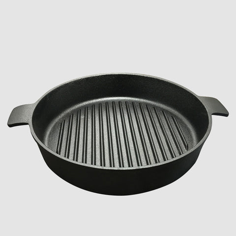 26cm Round Ribbed Cast Iron with Handle